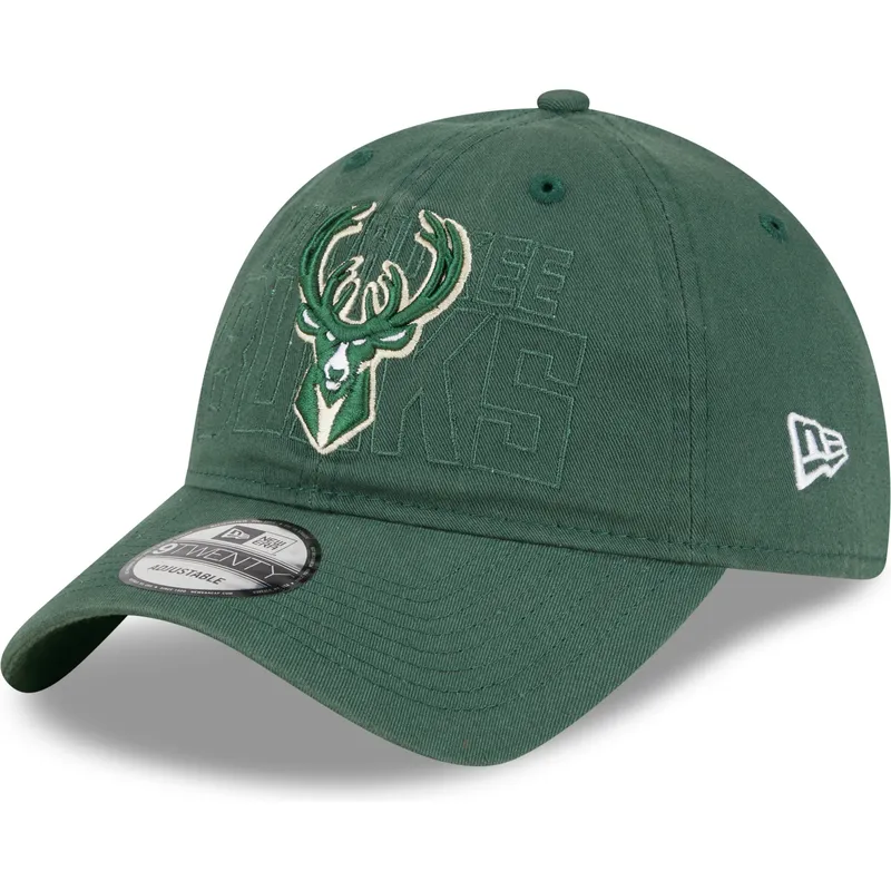 petten-gebogen-groen-verstelbaar-9twenty-draft-edition-2023-van-milwaukee-bucks-nba-van-new-era