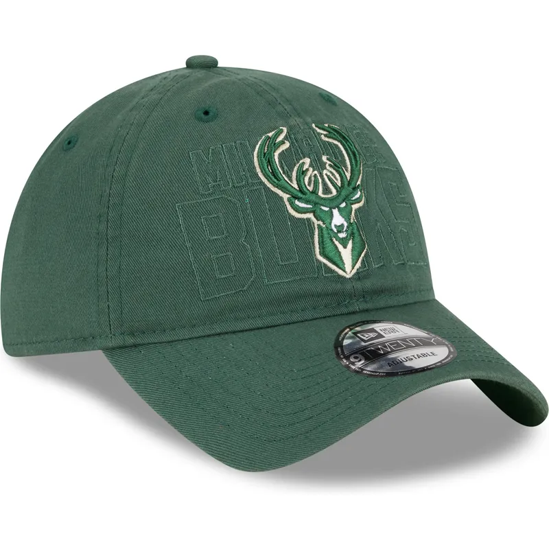 petten-gebogen-groen-verstelbaar-9twenty-draft-edition-2023-van-milwaukee-bucks-nba-van-new-era