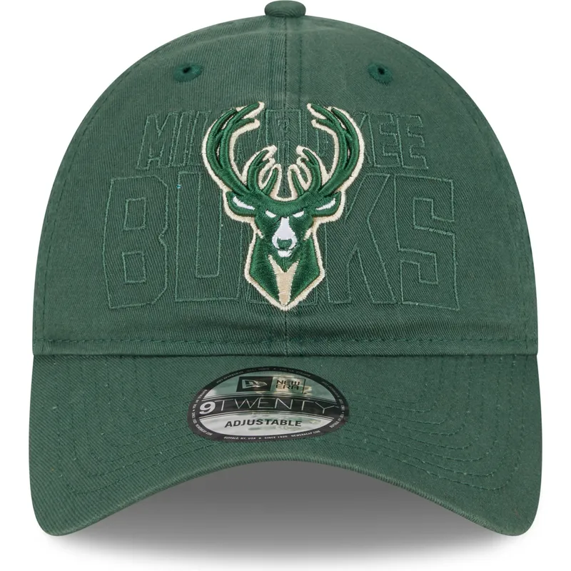 petten-gebogen-groen-verstelbaar-9twenty-draft-edition-2023-van-milwaukee-bucks-nba-van-new-era