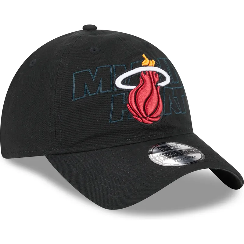 petten-gebogen-zwart-verstelbare-band-9twenty-draft-edition-2023-van-miami-heat-nba-van-new-era