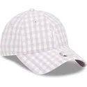 casquette-courbee-violette-claire-ajustable-pour-femme-9twenty-gingham-new-york-yankees-mlb-new-era