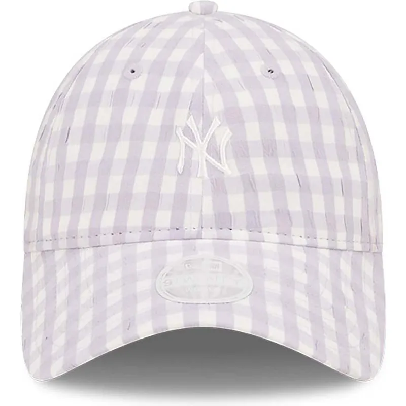jasnofioletowa-zakrzywiona-czapka-regulowana-damska-9twenty-gingham-new-york-yankees-mlb-new-era