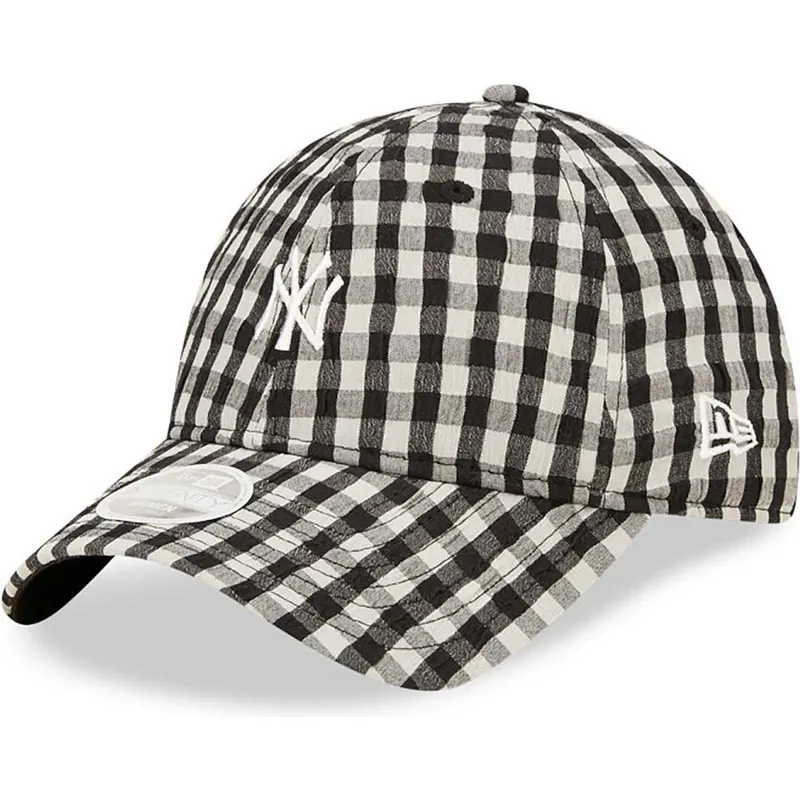 petten-gebogen-zwart-verstelbare-band-9twenty-gingham-van-new-york-yankees-mlb-van-new-era