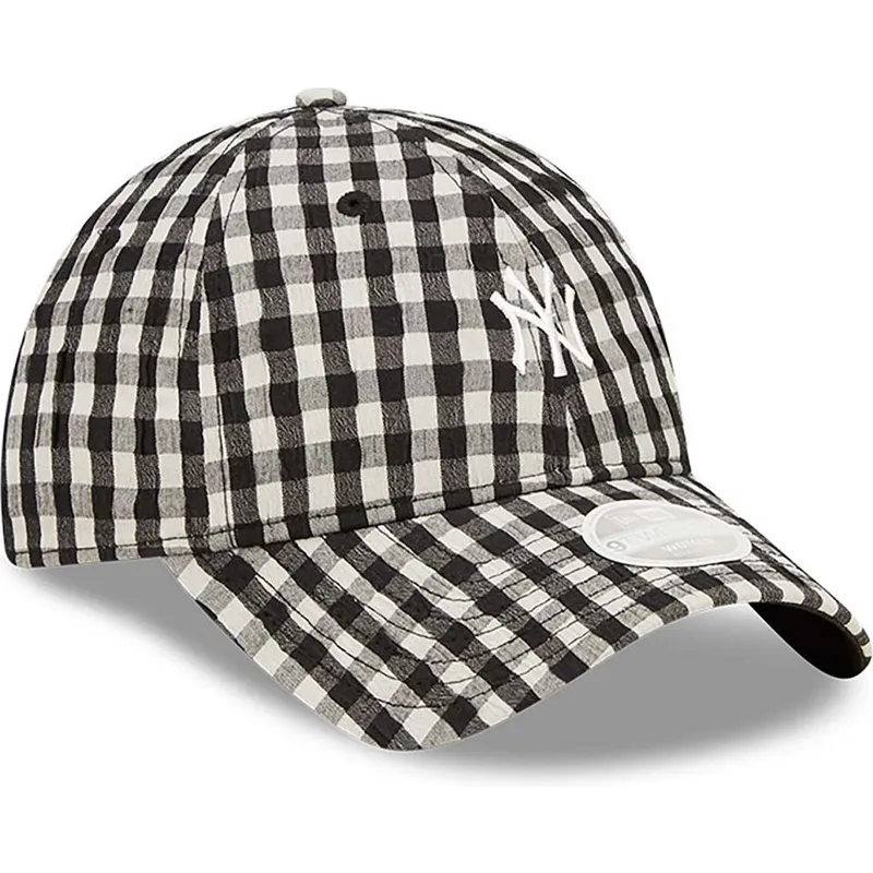 petten-gebogen-zwart-verstelbare-band-9twenty-gingham-van-new-york-yankees-mlb-van-new-era