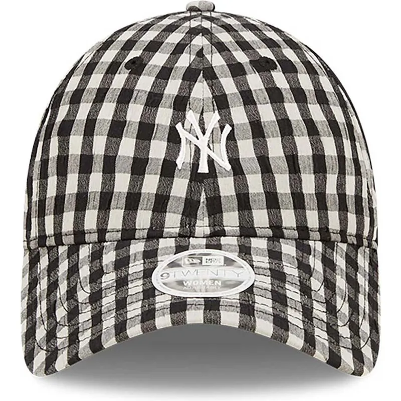 petten-gebogen-zwart-verstelbaar-9twenty-gingham-van-new-york-yankees-mlb-van-new-era