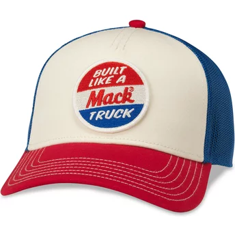 Gorra trucker blanca, azul y roja snapback Mack Trucks Twill Valin Patch de American Needle