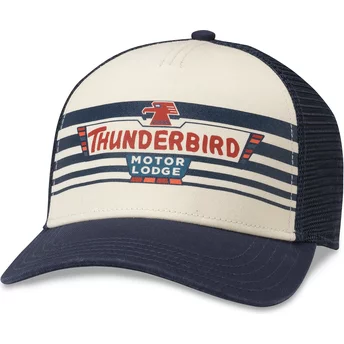 Gorra trucker blanca y azul marino snapback Thunderbird Motor Lodge Sinclair de American Needle
