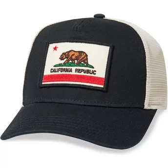 American Needle California Bear Valin Black and White Snapback Trucker Hat