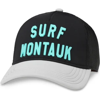 Casquette trucker noire et grise snapback Surf Montauk Riptide Valin American Needle