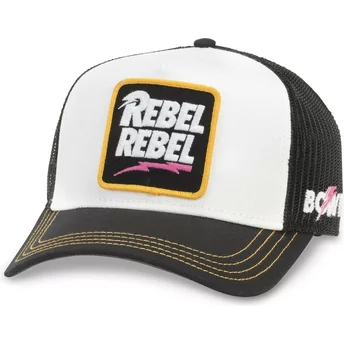 American Needle David Bowie Rebel Rebel Valin White and Black Snapback Trucker Hat