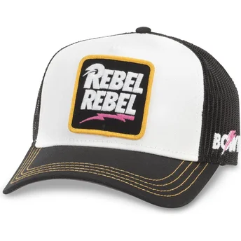 Weiß-schwarze Trucker-Cap Snapback David Bowie Rebel Rebel Valin von American Needle