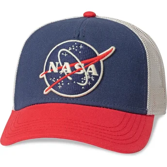 Casquette trucker bleue marine, blanche et rouge snapback NASA Valin American Needle