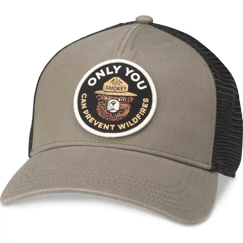 american-needle-smokey-bear-valin-brown-and-black-snapback-trucker-hat