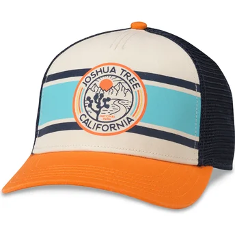 Casquette trucker beige, bleue marine et orange snapback Joshua Tree National Park Sinclair American Needle