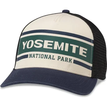 Casquette trucker beige, noire et bleue marine snapback Yosemite National Park Sinclair American Needle