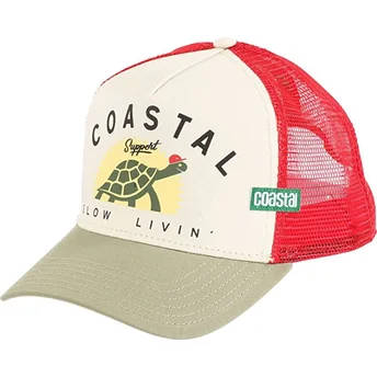 Beige og rød trucker kasket Support Slow Livin HFT fra Coastal