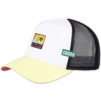 Cappellino trucker bianco e giallo The Tides Are Getting Higher HFT di Coastal