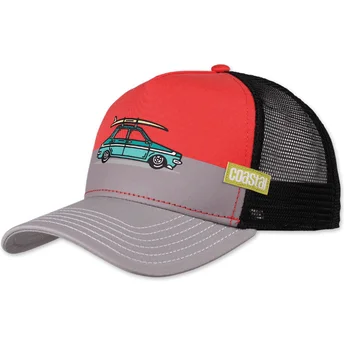 Casquette trucker rouge et grise Retro Beauty HFT Coastal