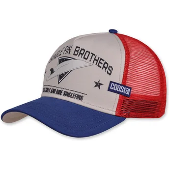 Casquette trucker beige, rouge et bleue Single Fin Brothers HFT Coastal