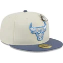 casquette-plate-grise-et-bleue-ajustee-59fifty-the-elements-air-pin-chicago-bulls-nba-new-era