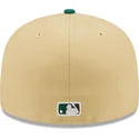 casquette-plate-beige-et-verte-ajustee-59fifty-the-elements-earth-pin-new-york-yankees-mlb-new-era