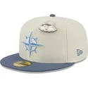 graue-und-blaue-anliegende-flat-cap-59fifty-the-elements-air-pin-der-seattle-mariners-mlb-von-new-era