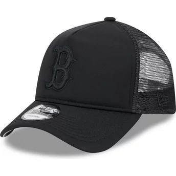 New Era Black Logo 9FORTY A Frame All Day Trucker Boston Red Sox MLB Black Trucker Hat