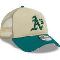 gorra-trucker-beige-y-verde-9forty-a-frame-all-day-trucker-de-oakland-athletics-mlb-de-new-era