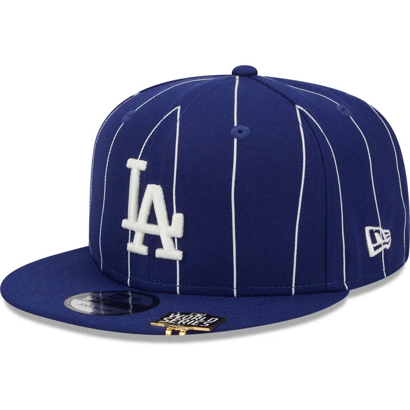 flad-bla-snapback-kasket-9fifty-pinstripe-visor-clip-fra-los-angeles-dodgers-mlb-fra-new-era