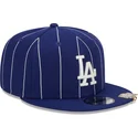 petten-plat-blauw-snapback-9fifty-pinstripe-visor-clip-van-los-angeles-dodgers-mlb-van-new-era