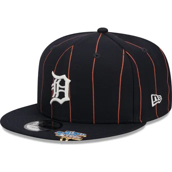 Casquette plate bleue marine snapback 9FIFTY Pinstripe Visor Clip Detroit Tigers MLB New Era