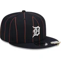 casquette-plate-bleue-marine-snapback-9fifty-pinstripe-visor-clip-detroit-tigers-mlb-new-era