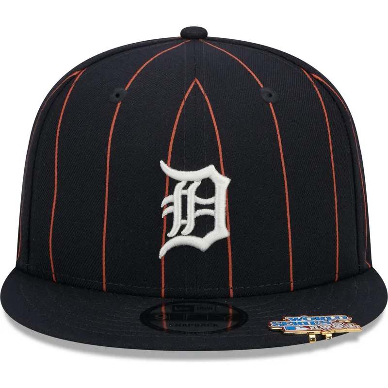 cappello-piatto-blu-marino-snapback-9fifty-pinstripe-visor-clip-di-detroit-tigers-mlb-di-new-era