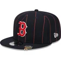 casquette-plate-bleue-marine-snapback-9fifty-pinstripe-visor-clip-boston-red-sox-mlb-new-era