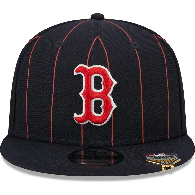 cappello-piatto-blu-marino-snapback-9fifty-pinstripe-visor-clip-di-boston-red-sox-mlb-di-new-era