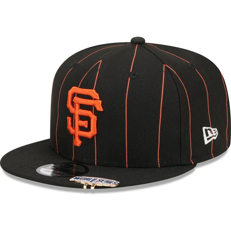 cappello-piatto-nero-snapback-9fifty-pinstripe-visor-clip-di-san-francisco-giants-mlb-di-new-era