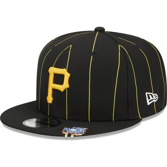 Cappello piatto nero snapback 9FIFTY Pinstripe Visor Clip di Pittsburgh Pirates MLB di New Era
