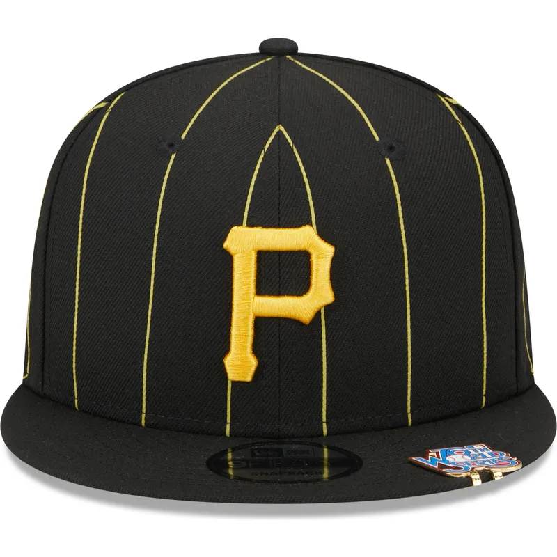sort-flat-snapback-9fifty-kasket-med-pinstripe-visor-clip-fra-pittsburgh-pirates-mlb-fra-new-era
