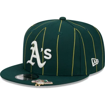 Casquette plate verte snapback 9FIFTY Pinstripe Visor Clip Oakland Athletics MLB New Era