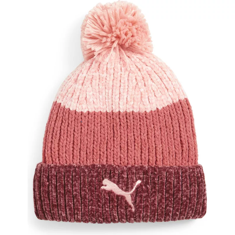 puma-women-red-and-pink-beanie-with-pompom