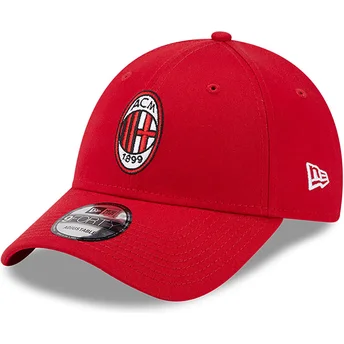 Casquette courbée rouge ajustable 9FORTY Core AC Milan Serie A New Era