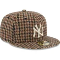 cappello-piatto-marrone-aderente-59fifty-harris-tweed-dei-new-york-yankees-mlb-di-new-era