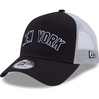 Casquette trucker bleue marine A Frame Team Script New York Yankees MLB New Era