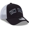 casquette-trucker-bleue-marine-a-frame-team-script-new-york-yankees-mlb-new-era