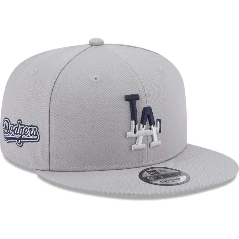 petten-plat-grijs-snapback-9fifty-team-drip-van-los-angeles-dodgers-mlb-van-new-era