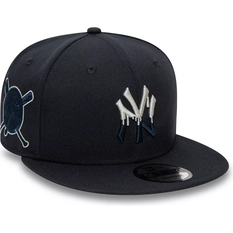 New Era Flat Brim 9FIFTY Team Arch New York Yankees MLB Navy Blue and Grey  Snapback Cap