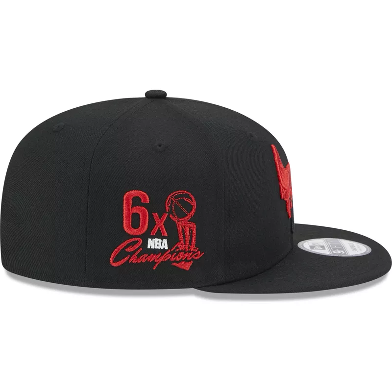 Gorra plana negra snapback 9FIFTY Split Logo de Chicago Bulls NBA de New Era
