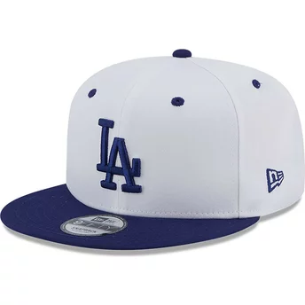 Gorra plana blanca y azul snapback con logo azul 9FIFTY White Crown Patch de Los Angeles Dodgers MLB de New Era