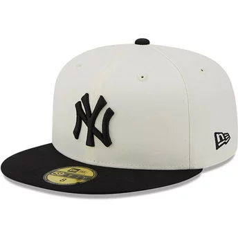 Gorra plana blanca y negra ajustada 59FIFTY Championships de New York Yankees MLB de New Era