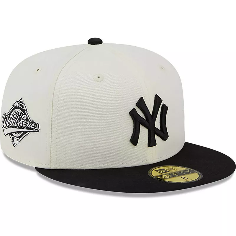 Gorra plana blanca y negra ajustada 59FIFTY Championships de New York  Yankees MLB de New Era